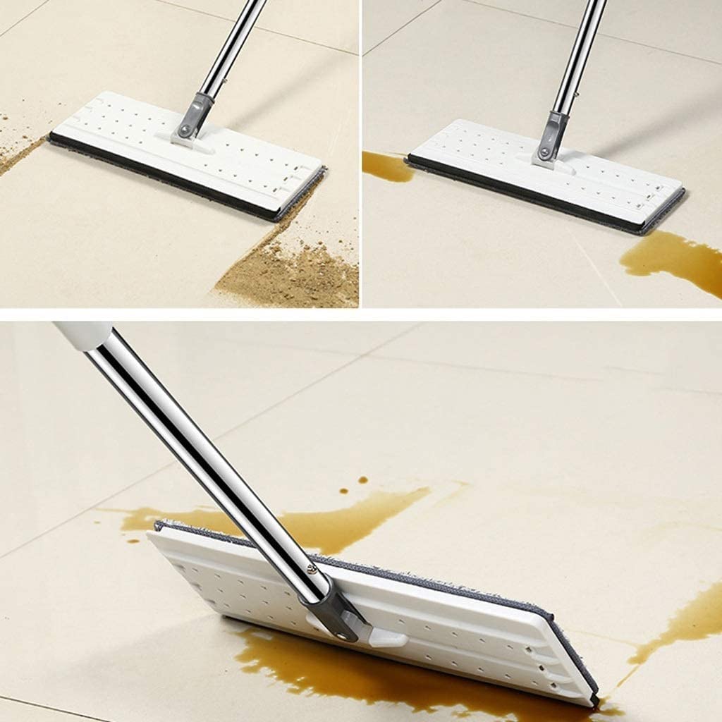 SEFAX Microfiber Flat Mop and Bucket Set with Stainless Steel Handle - Twin Chamber Design for Wet & Dry Cleaning - Includes 6 Reusable Pads - Perfect for Hardwood, Tile, Laminate & Vinyl Floors - Ideal for Home, Office & Commercial Cleaning