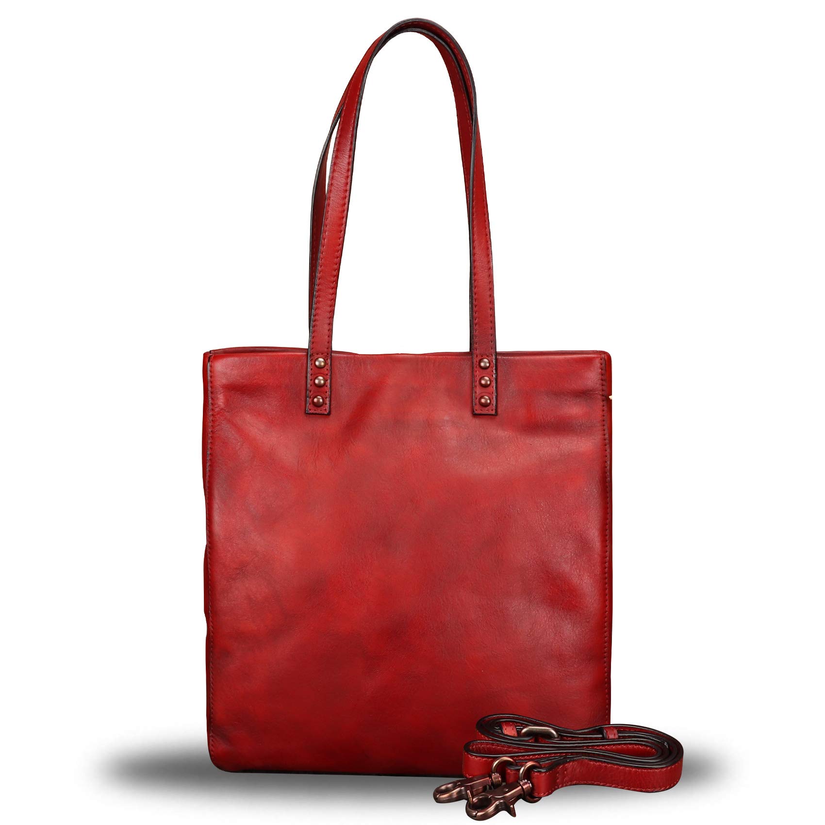 Genuine Leather Tote Bag for Women - Handmade Satchel Purse Shoulder Bag with Top Handle - Retro Vintage Style - Perfect for Work, Travel & Everyday Use