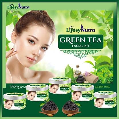 Lifesy Nutra Assam Green Tea Facial Kit [250g] with Roller Massager - Organic Skincare for Glowing Skin, Anti-Aging & Detox - Perfect for Daily Face Therapy & Spa Relaxation at Home