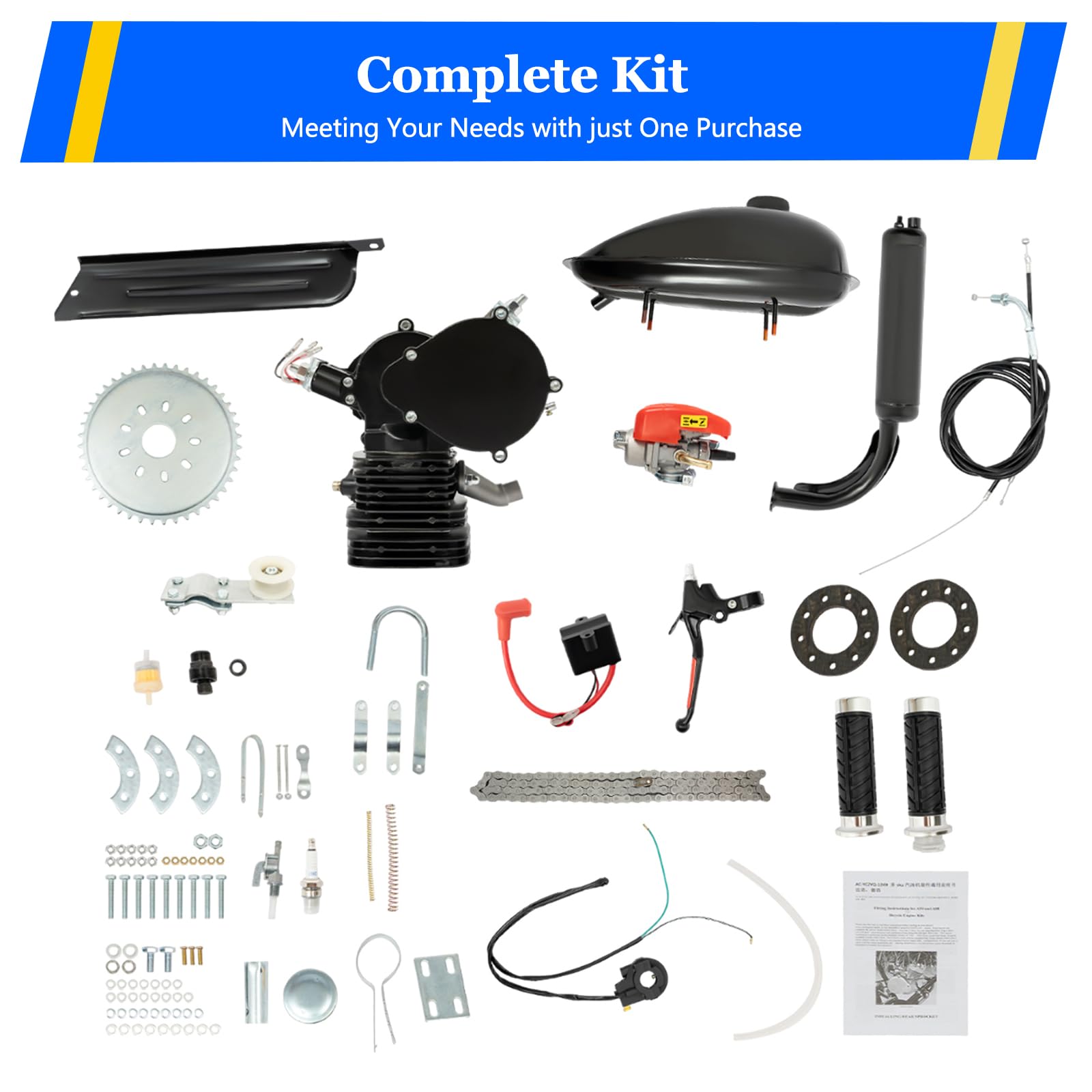 110CC 2 Stroke Bike Motor Kit - Air-Cooled Motorized Bicycle Engine for 26