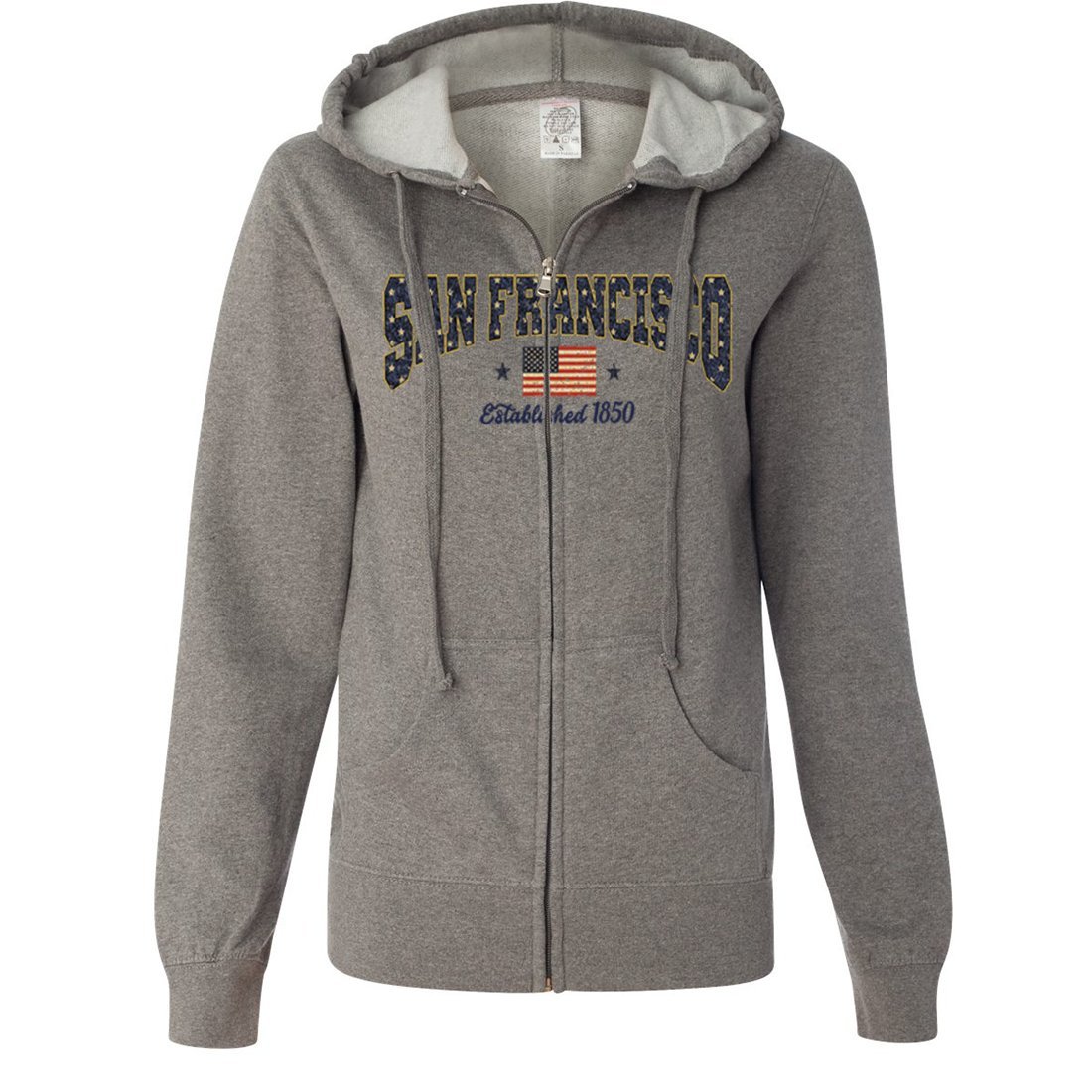 San Francisco Stars Women's Fitted Zip-Up Hoodie Sweatshirt | Casual Streetwear for Women | Perfect for Outdoor Activities, Gym & Everyday Wear