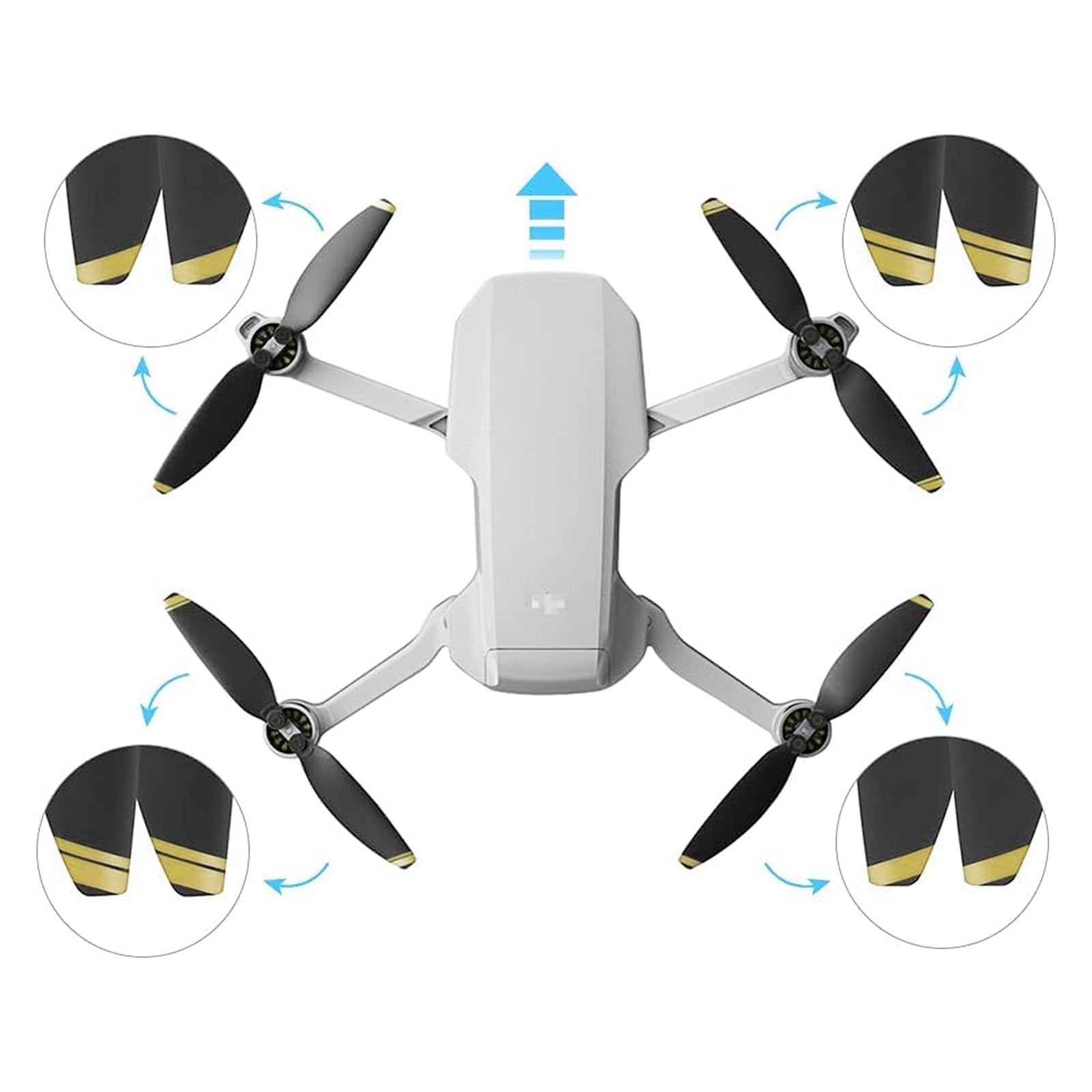 Bocguy 16 Pcs Low Noise Propellers for DJI Mini 2 SE/Mini 2/Mini SE/4K Drone - Gold Replacement Blades | Stable Flight Performance for Aerial Photography & Videography