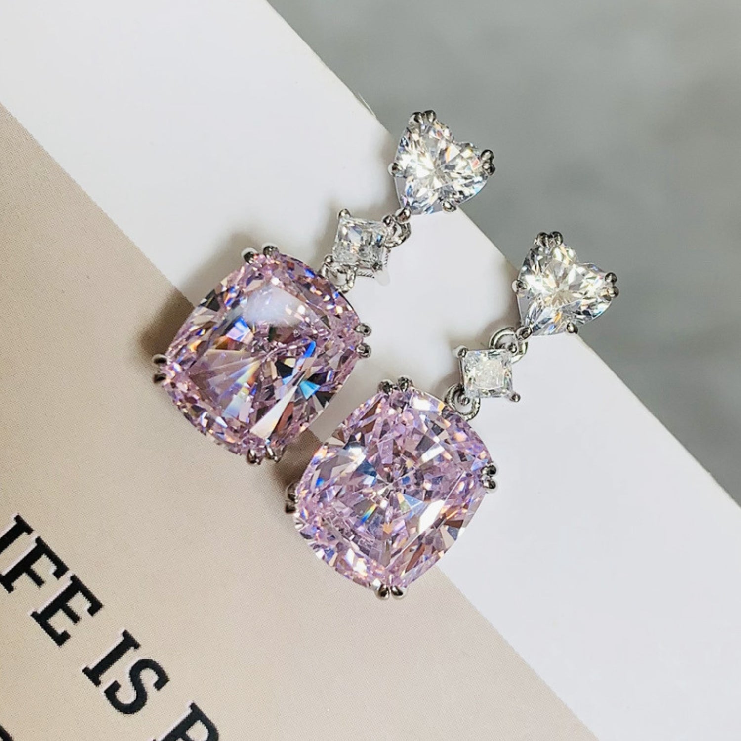 Sparkling Rhinestone Drop Dangle Earrings for Women - Elegant Rectangle Teardrop Crystal Chandelier Earrings - Perfect for Parties, Weddings & Evening Events