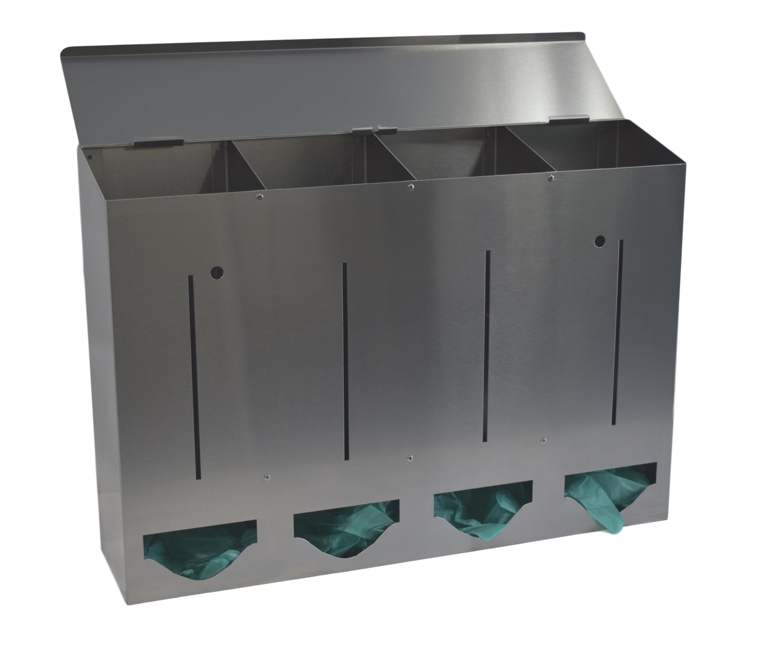 Omnimed Stainless Steel Bulk PPE Dispenser - Holds Gloves, Face Masks, Gowns & More (4-Pack) | Ideal for Hospitals, Clinics & Healthcare Facilities