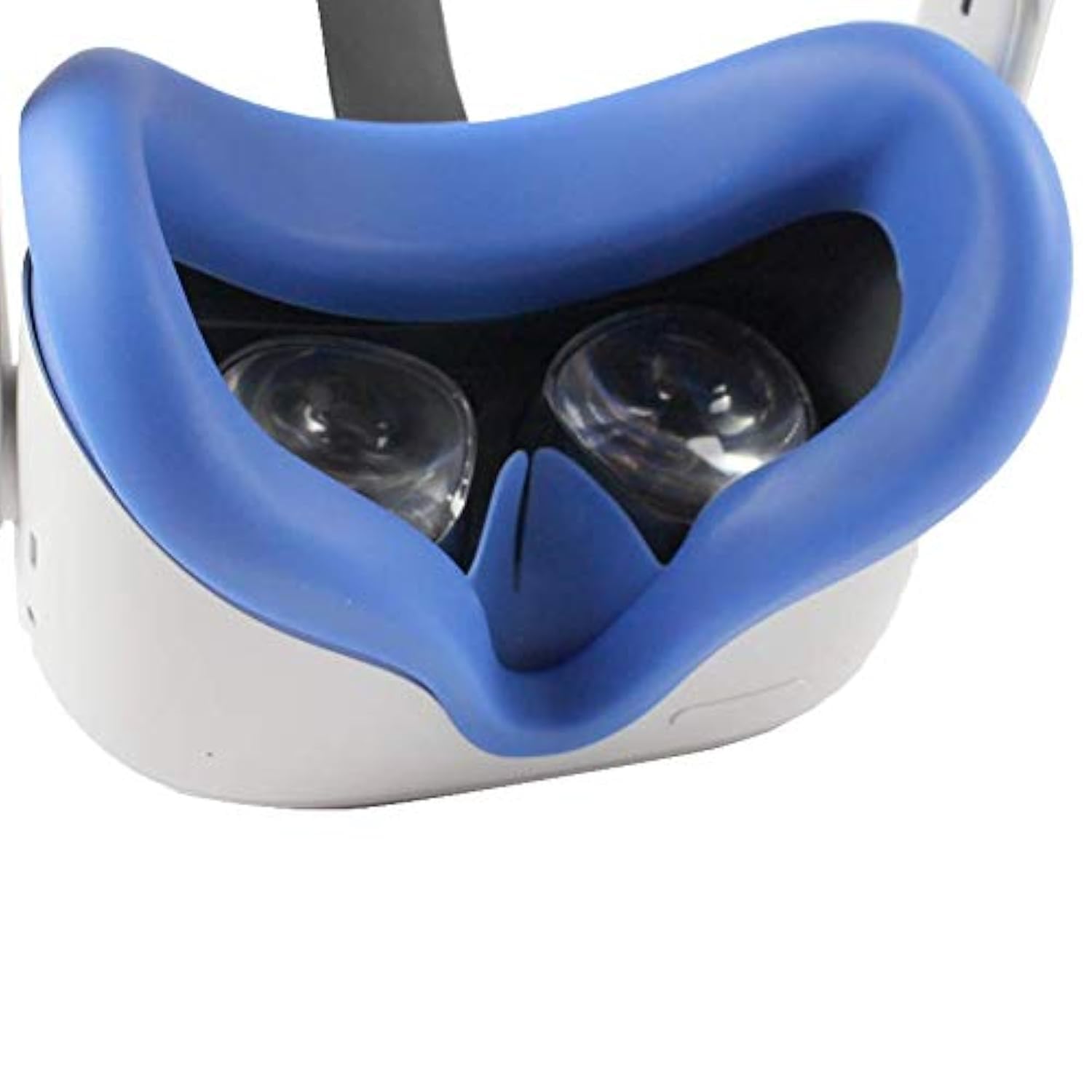 Premium Silicone Face Cover & Lens Protector for Oculus Quest 2 VR Headset - Comfortable Face Cushion, Anti-Dust Lens Pad, Thumbstick Grips - Blue VR Accessories for Enhanced Gaming & Virtual Reality Experience