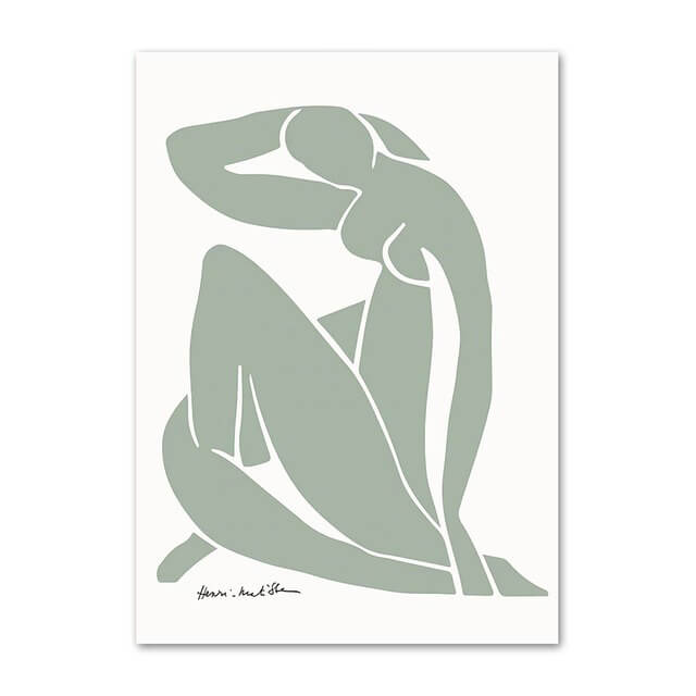 Sage Green Cut Out Canvas Posters - Modern Wall Art for Living Room, Bedroom & Office Decor