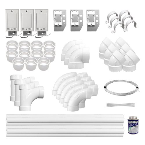 Central Vac Electric Installation Kit (3-Piece) with 80 ft. of Durable Vacuum Pipe - Perfect for Whole House Cleaning System Installation & Maintenance