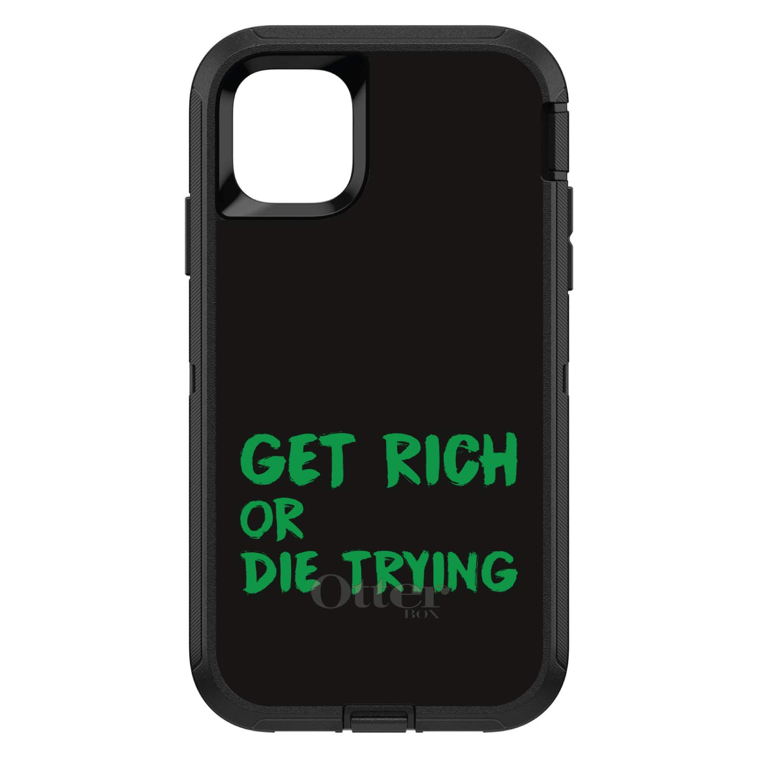 DistinctInk iPhone 12/12 Pro Case (6.1 Inch) - Heavy Duty Protective Cover | OtterBox Defender Alternative | Black & Green Custom Design | Perfect for Outdoor, Work & Everyday Use
