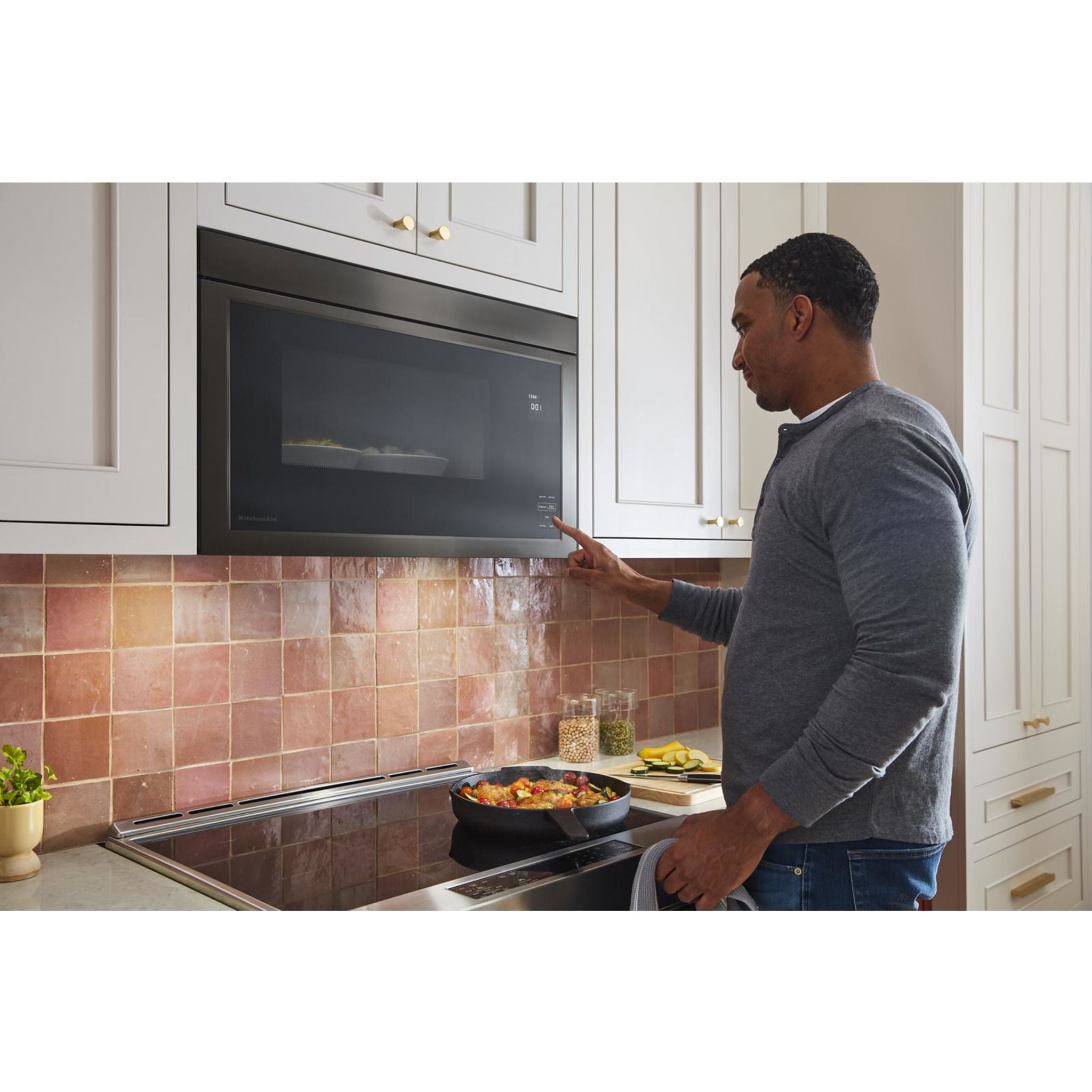 KitchenAid YKMMF330PBS Over-the-Range Microwave Oven - 1.9 cu.ft, 1000W, Black Stainless Steel | Built-in Ventilation System | Perfect for Small Kitchens & Apartments