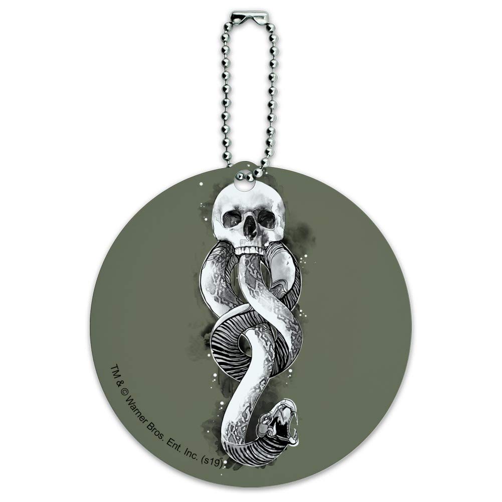 Harry Potter Dark Mark Round Luggage ID Tag - Suitcase & Carry-On Name Badge for Travel Accessories - Perfect for Wizards & Muggles on Magical Journeys