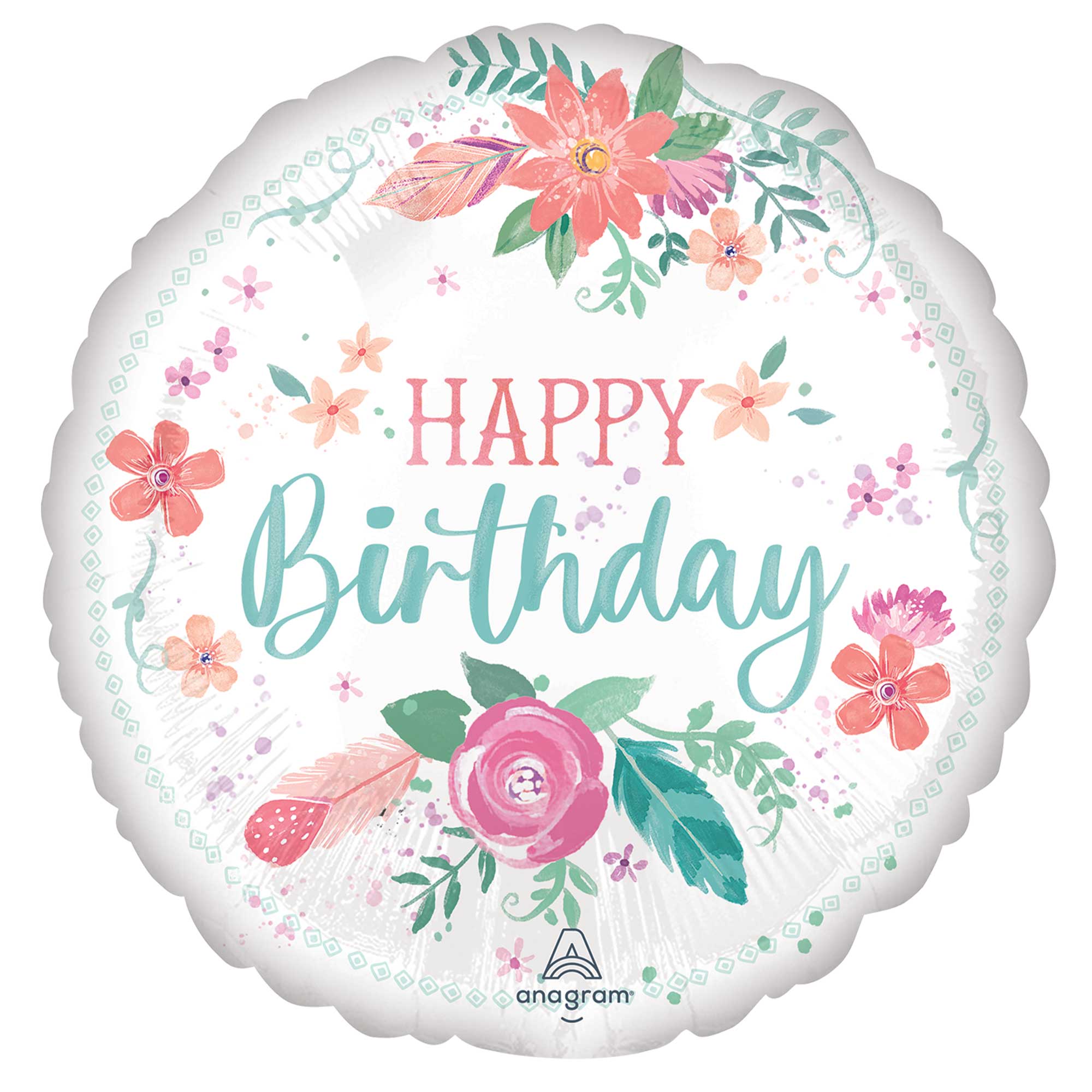 45cm Standard HX Free Spirit Happy Birthday Balloon - Large Latex Party Decoration for Birthdays, Anniversaries & Celebrations
