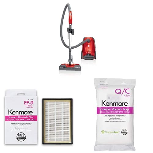 Kenmore 81414 HEPA Bagged Canister Vacuum Cleaner for Pets - Includes 6 HEPA Dust Bags & 3 HEPA Filters - Perfect for Pet Hair Removal and Allergen Reduction in Homes with Dogs and Cats