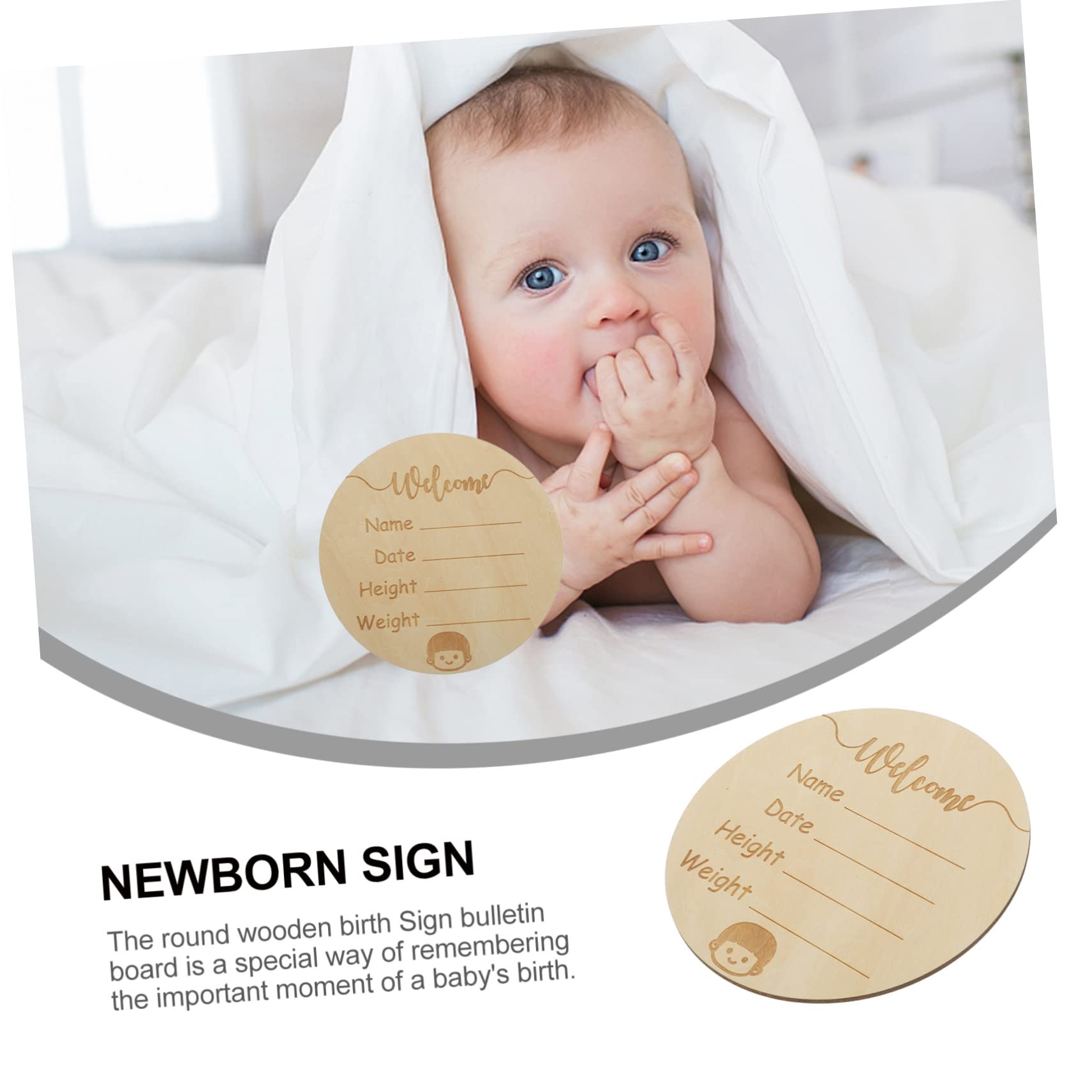 Wakauto 2pcs Wooden Baby Name Signs for Nursery Decor - Newborn Birth Announcement