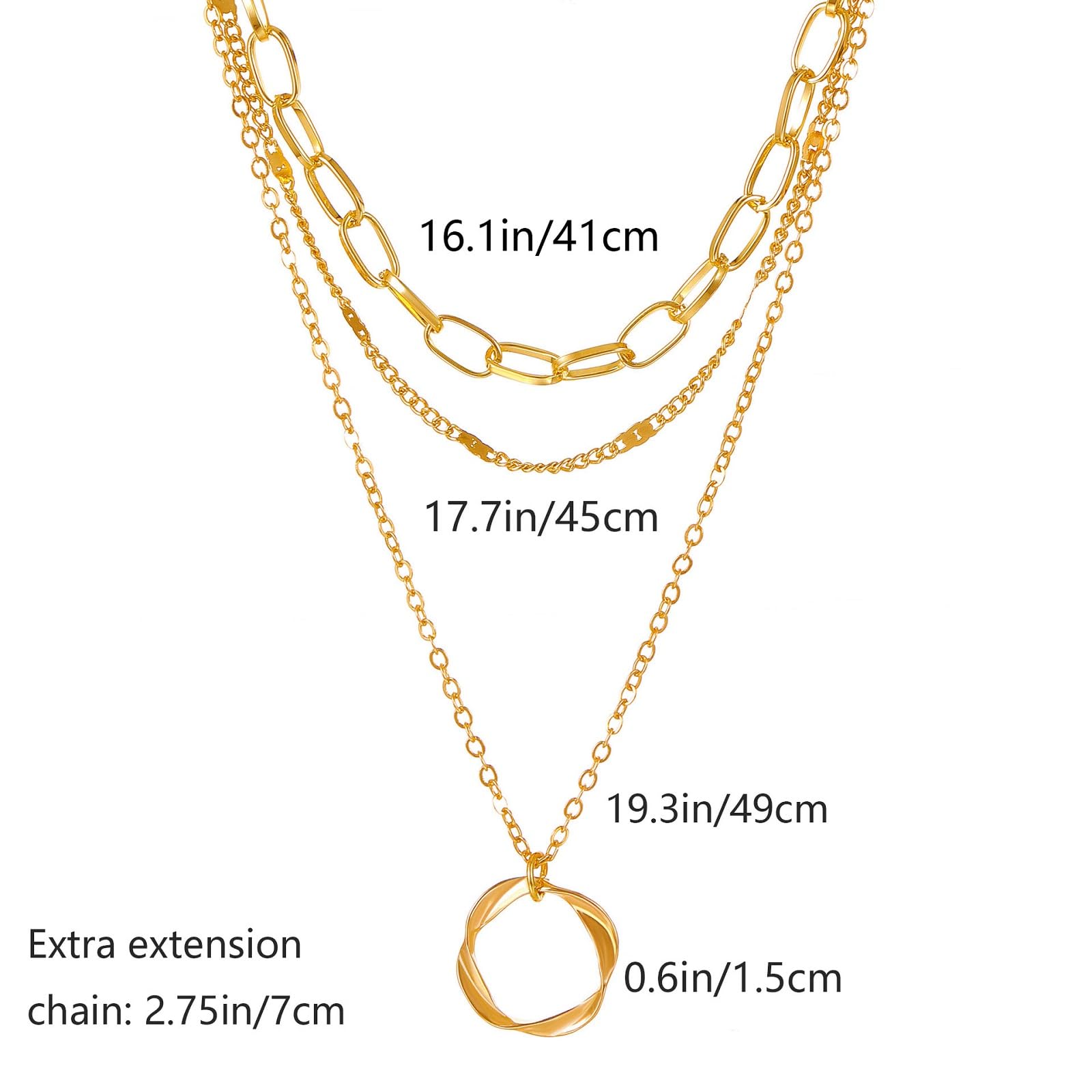 Trendy 3 Layer Gold Necklace for Women - Paperclip Twisted Pendant Chain & Dainty Layering Choker | Perfect for Everyday Wear, Office Style & Date Night Outfits