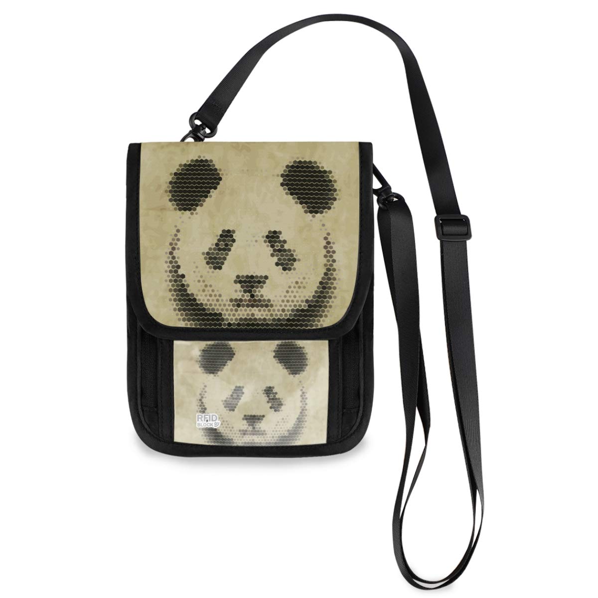 RFID Blocking Travel Neck Wallet - Lightweight Passport Holder for Women & Men, Cute Panda Bear Design - Perfect for Airports, Sightseeing & Secure Travel Accessories