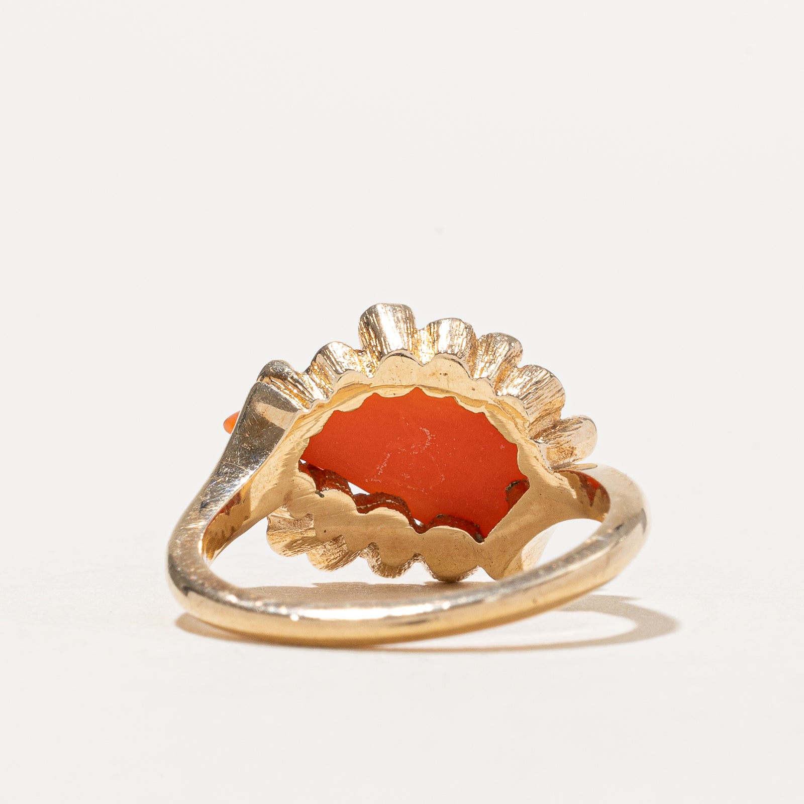 Free Form Coral Textured Abstract Ring - 1.80ct Genuine Gemstone - Size 6 - Handmade Boho Jewelry for Women - Perfect for Beach Weddings, Vacation & Everyday Wear