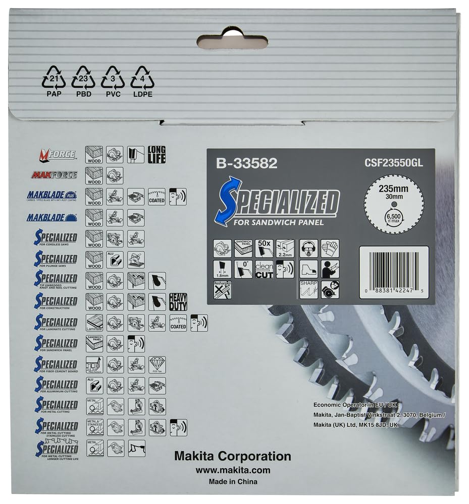 B-33582 9.25 Inch 30mm 50 Teeth Specialized Saw Blade for Woodworking, Metal Cutting & DIY Projects - High Precision Circular Saw Blade for Professional & Home Use