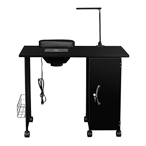**Teeker Professional Manicure & Pedicure Kit with LED Light - Steel Frame Nail Table Station for Salon & Home Use - Includes Storage Drawers (Black)**    *Perfect for salons, spas, and at-home nail care enthusiasts.*
