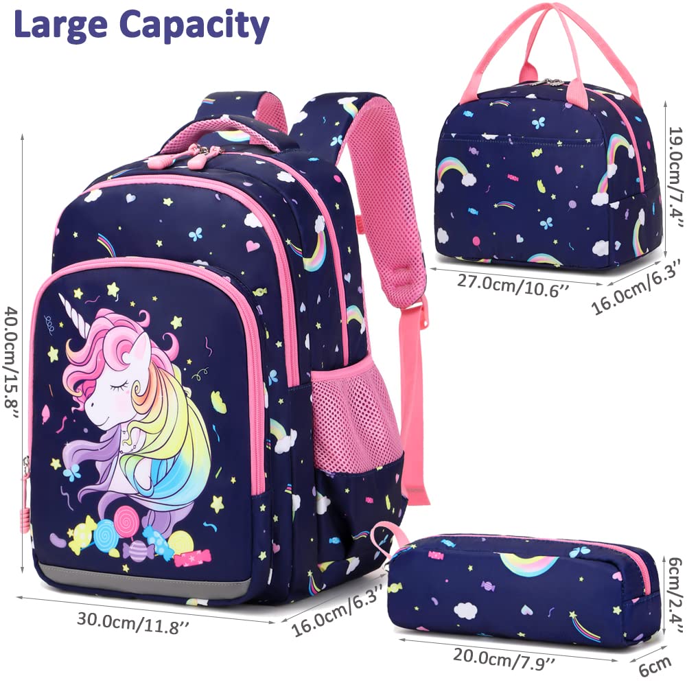 **Meisohua Unicorn Backpack for Girls - Lightweight School Bookbag with Pencil Case, Perfect for Elementary, Middle School & Travel (Pink, 15 Inch)**    *Ideal for school, day trips, sleepovers, and outdoor adventures!*