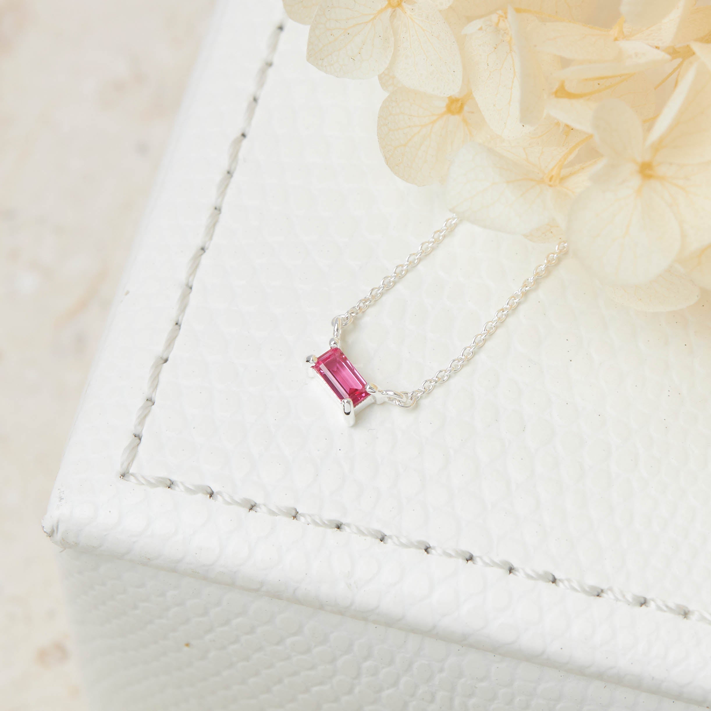 Lumen Baguette Ruby Necklace - Elegant 14K Gold Plated Ruby Pendant for Women | Perfect for Weddings, Parties & Special Occasions