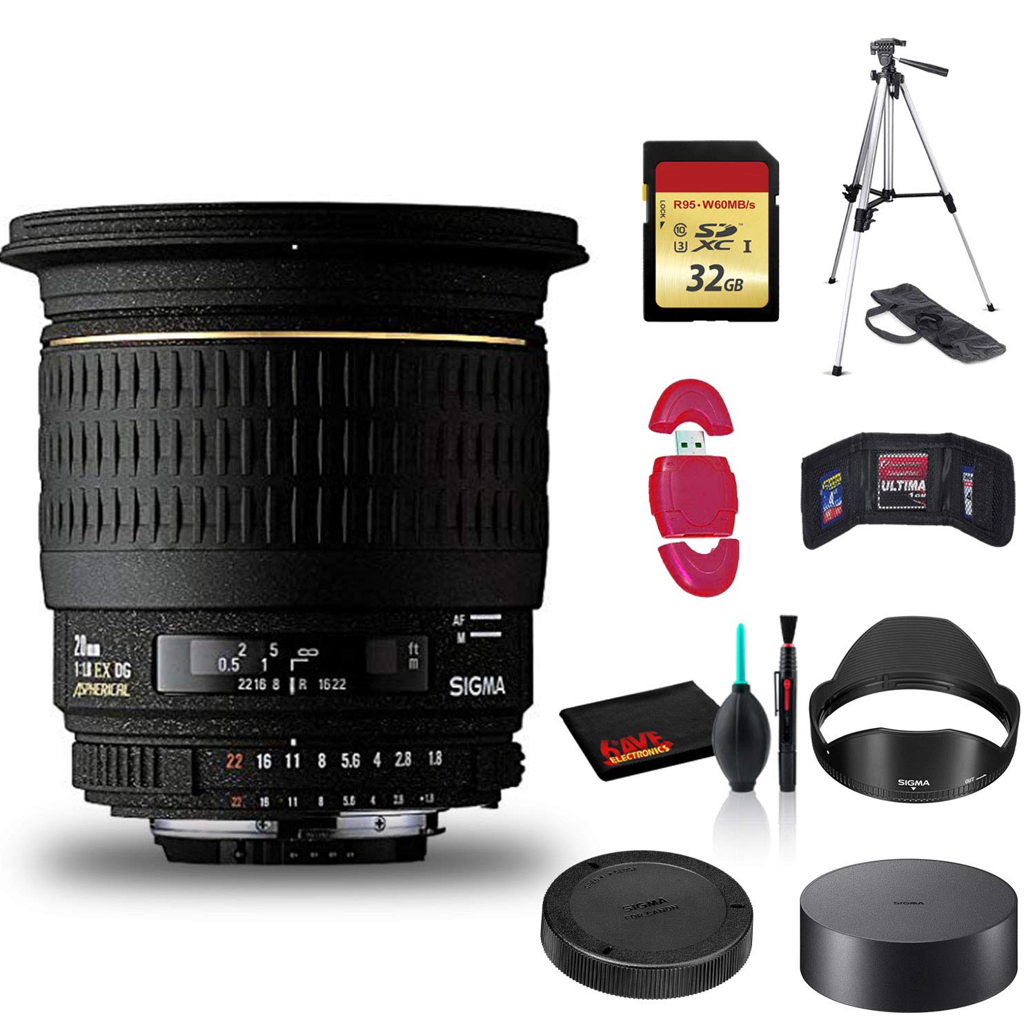 Sigma 24mm f/1.8 DG DN Wide Angle Lens for Sony E Mount - Fast Aperture Prime Lens with Aspherical Elements, Autofocus & Macro Capability | Perfect for Landscape, Street & Low Light Photography | Includes Cleaning Kit, Tripod & 32GB SD Card