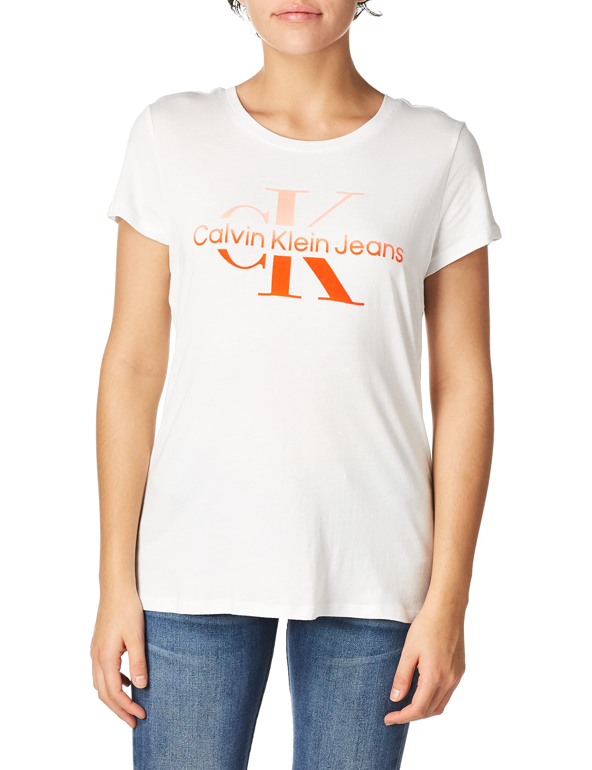 Calvin Klein Women's Ombre Logo T-Shirt - Casual Cotton Tee for Everyday Wear | Perfect with Jeans, Skirts & Layering
