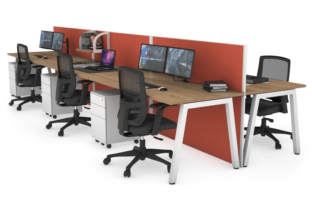 Horizon Quadro 6-Person Office Workstation Bench with A-Legs - 1800mm x 800mm Dimensions & Cable Management - Perfect for Collaborative Workspaces & Open Office Environments