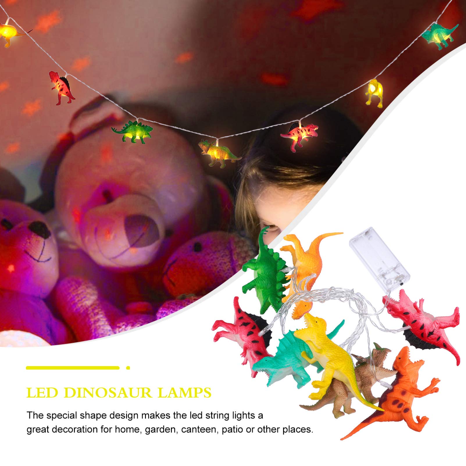 Dinosaur String Lights LED - 1 Set Dino Party Lights for Kids Room Decor, Bedroom, Nursery & Birthday Party Decoration | Waterproof Fairy Lights for Indoor/Outdoor Use