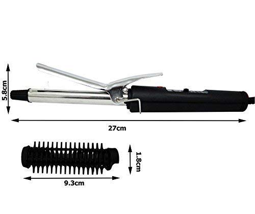 CY Professional Hair Curler Iron with Brush Styler - 1 Inch Curling Wand for Women, Salon Quality Ceramic Tourmaline Barrel with Heat Resistant Glove (Red) - Perfect for Beach Waves, Bouncy Curls & Salon-Style Hair at Home