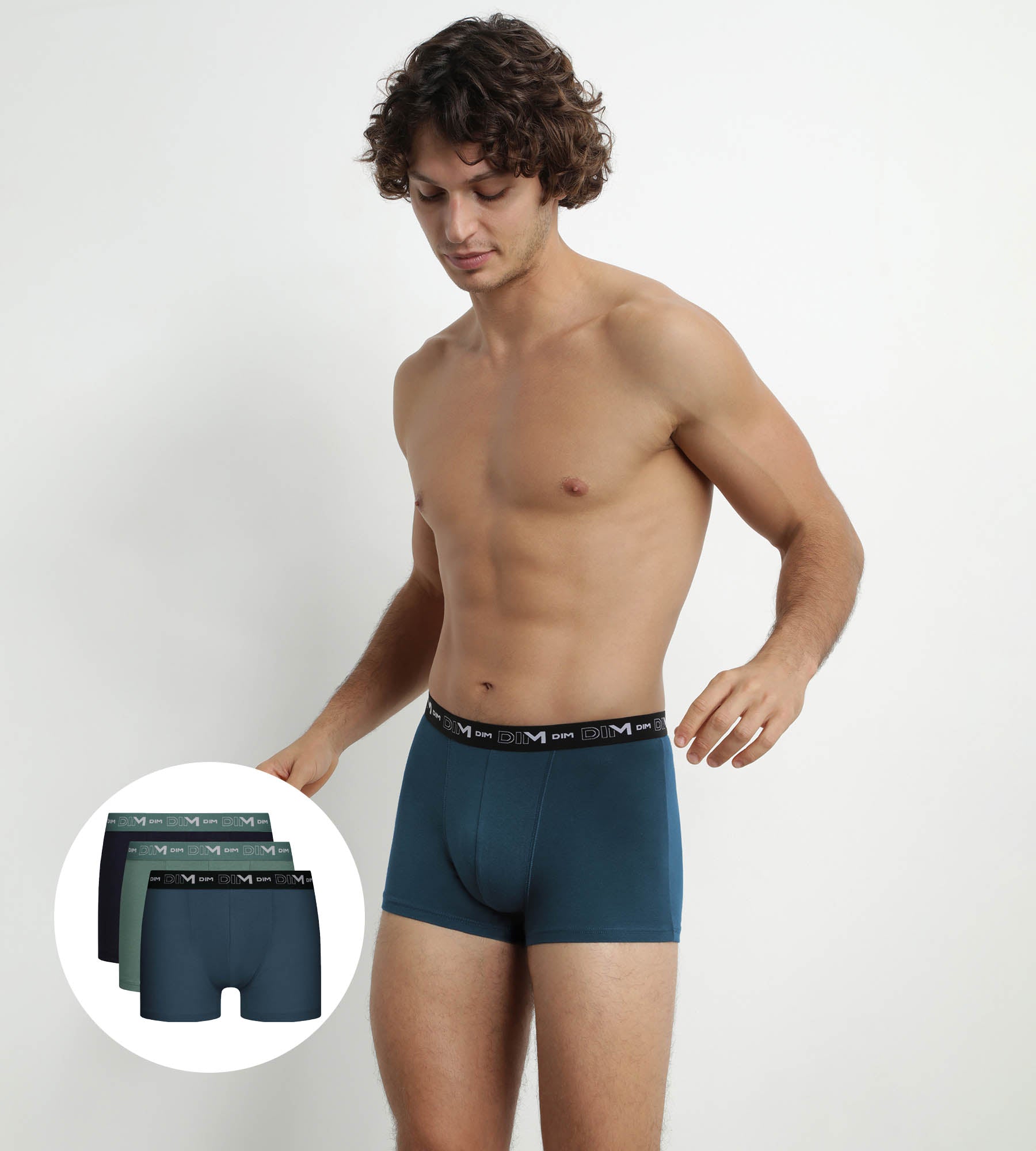 3 Pack Men's Boxer Briefs - Black, Green, Blue - 100% Cotton Stretch Underwear for Everyday Comfort & Active Lifestyle