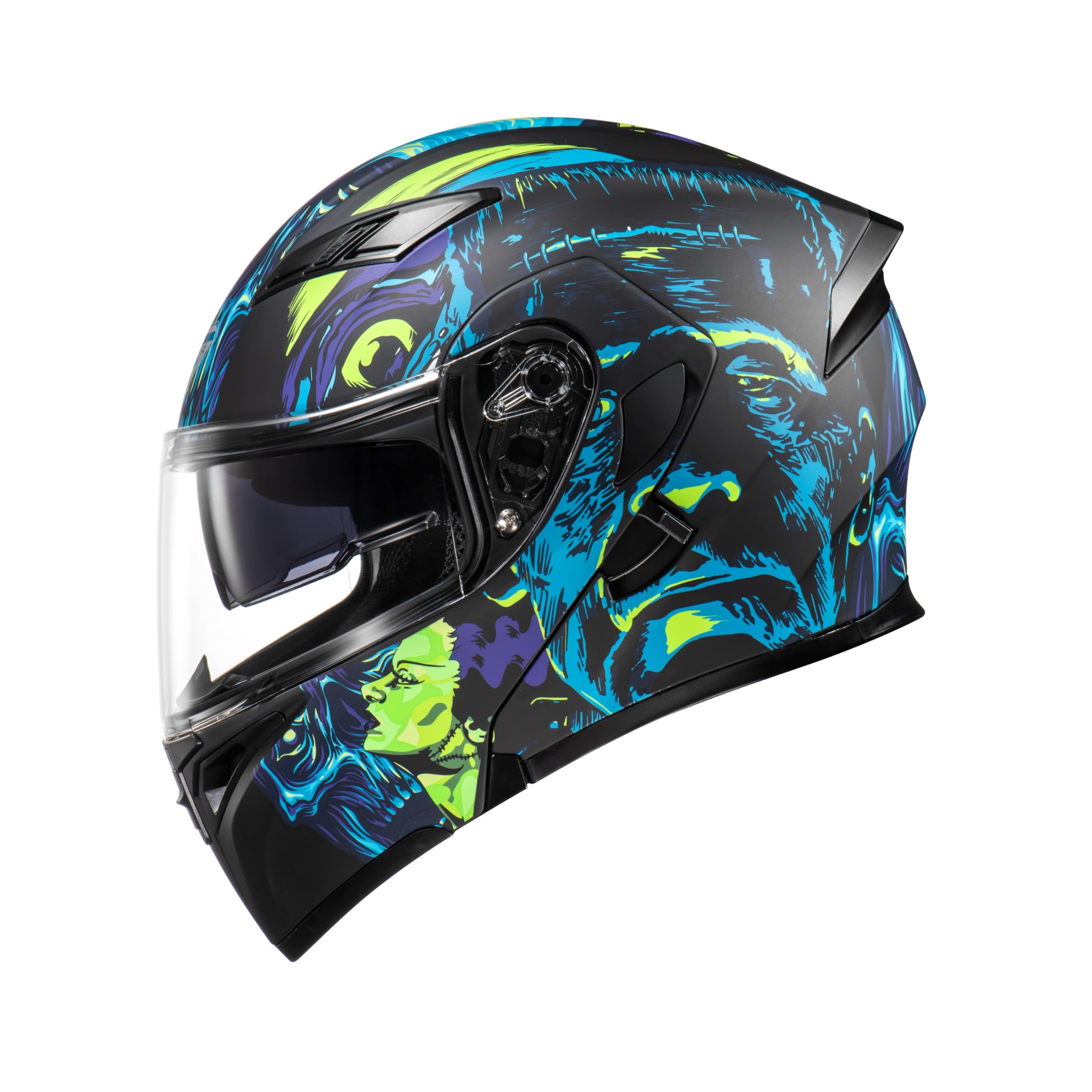 DOT Certified Motorcycle Dual Visor Flip Up Modular Full Face Helmet - Lightweight & Comfortable for Street Riding, Touring, and Commuting