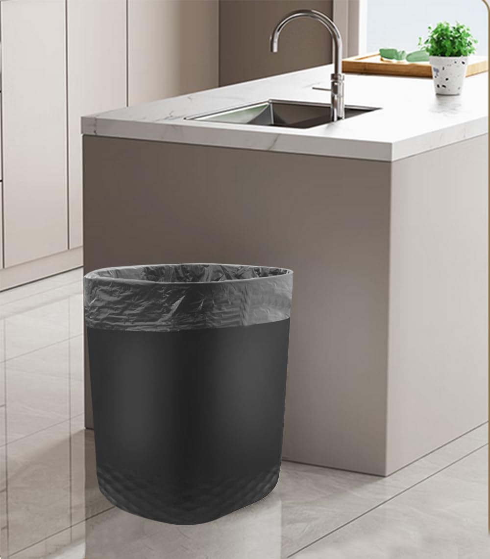 2.5 Gallon Small Trash Can with 60 Count Trash Bags - Black Wastebasket for Bathroom, Bedroom, Office & Kitchen | Perfect for Home, Office & Dorm Recycling Bins