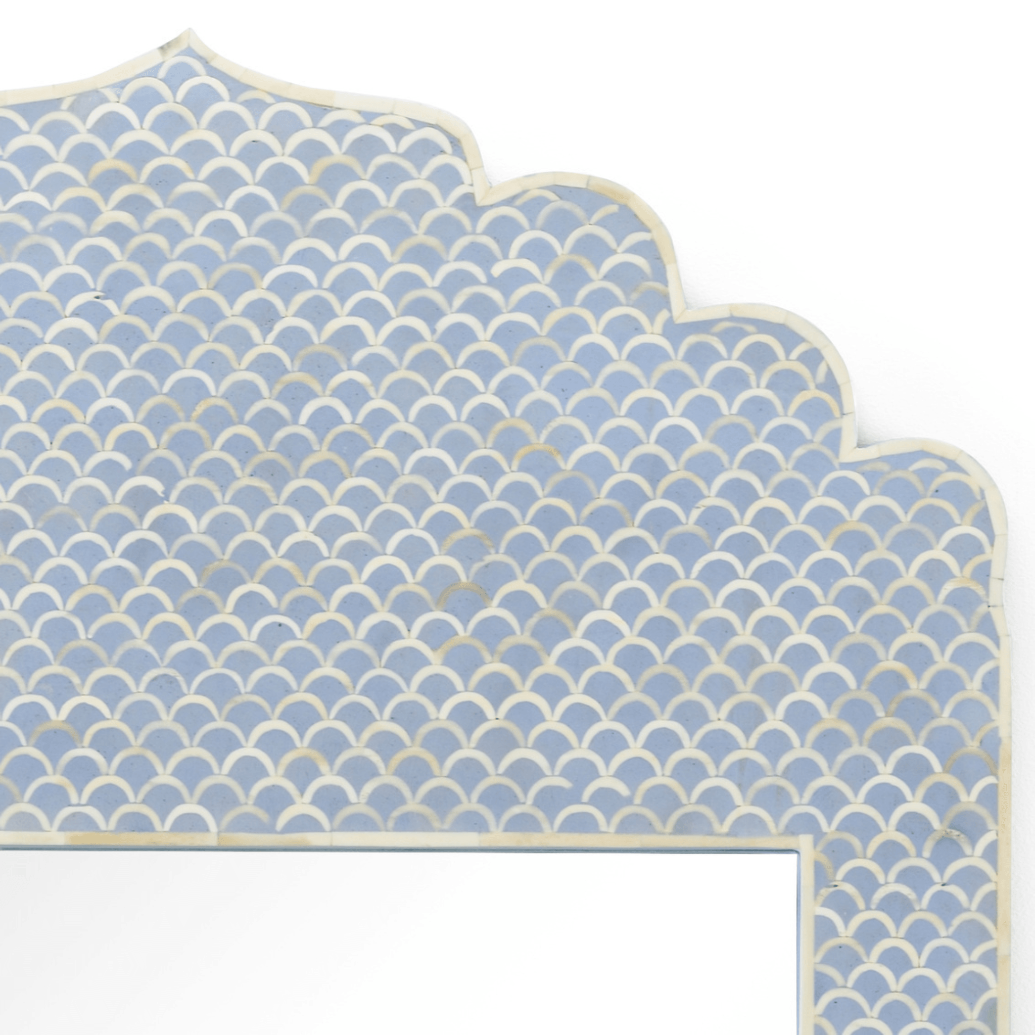 Elegant Blue and Cream Wall Mirror - Decorative Round Mirror for Living Room, Bedroom, and Entryway Decor