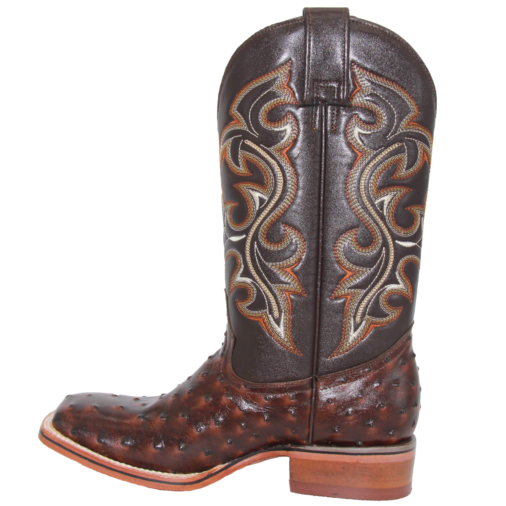 Genuine Cowhide Leather Western Cowboy Boots for Men - Square Toe Rodeo Boots with Ostrich Print | Perfect for Country Dancing, Rodeo Events & Western Fashion