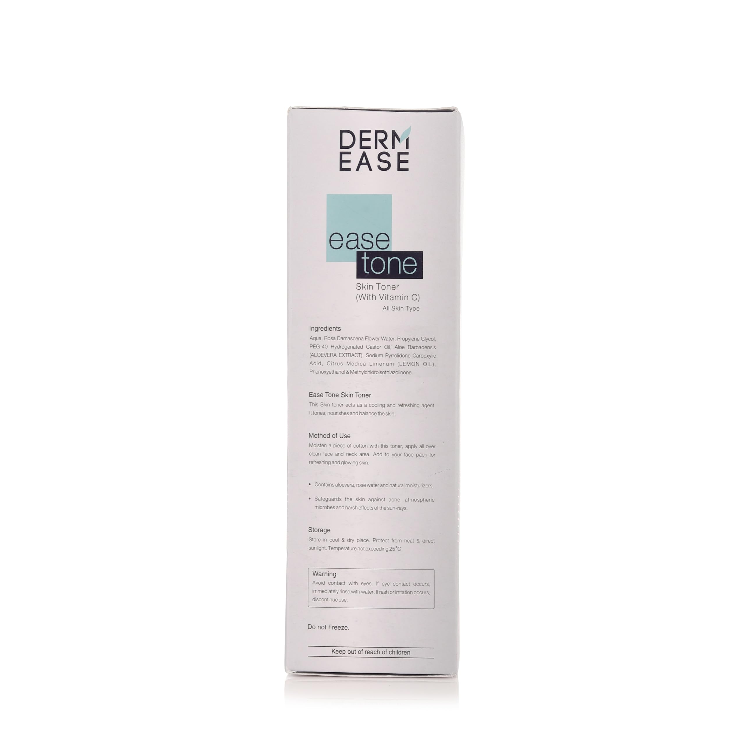 DERM EASE Ease Tone Skin Toner with Rose Water, Castor Oil, Lemon Oil & Aloe Vera Extract - 100ml for Acne Prone, Oily & Glowing Skin | Hydrating Facial Toner for Daily Skincare Routine & Post-Cleansing Treatment