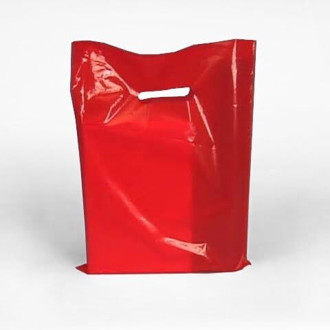 Premium Red Glossy Plastic Bags with Die-Cut Handles 12