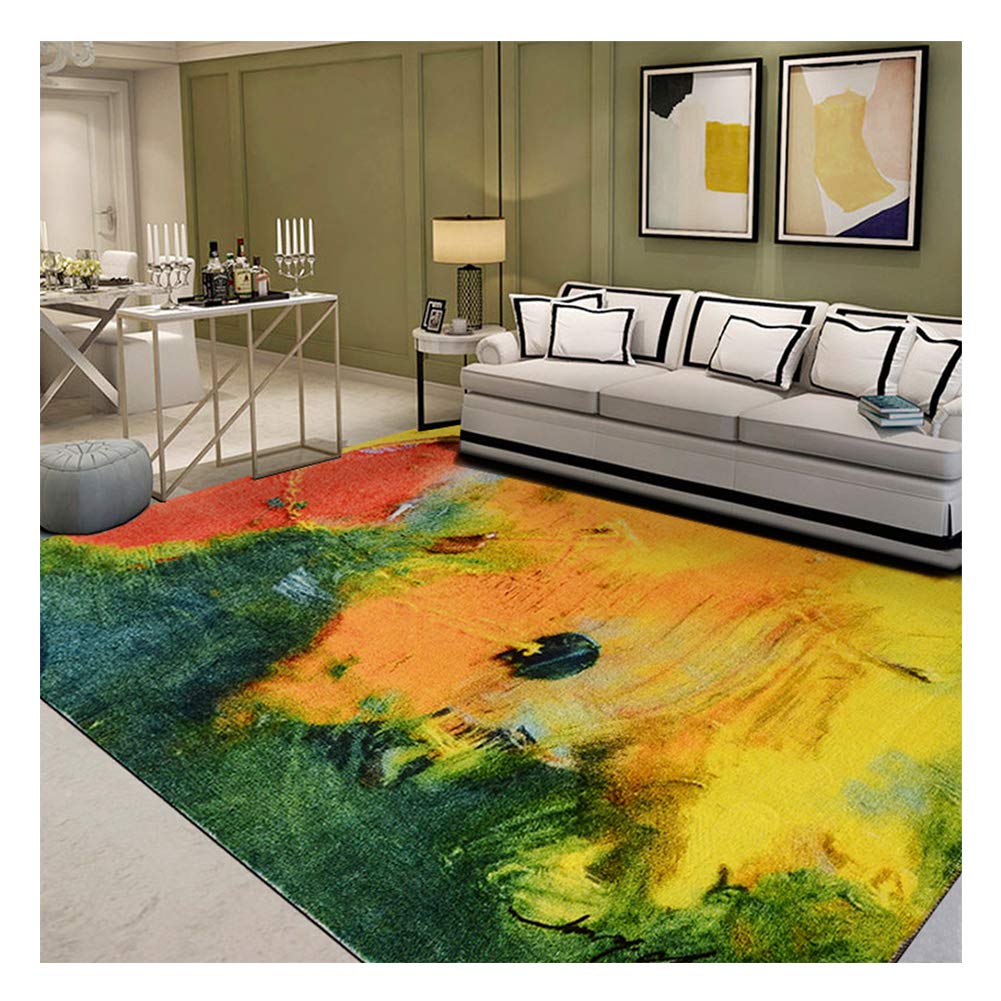 Eco-Friendly Abstract Area Rug 5x7 ft - Modern Colorful Carpet for Living Room & Bedroom - Contemporary Recycled Fiber Art Design - Perfect for Home Decor & Office Spaces
