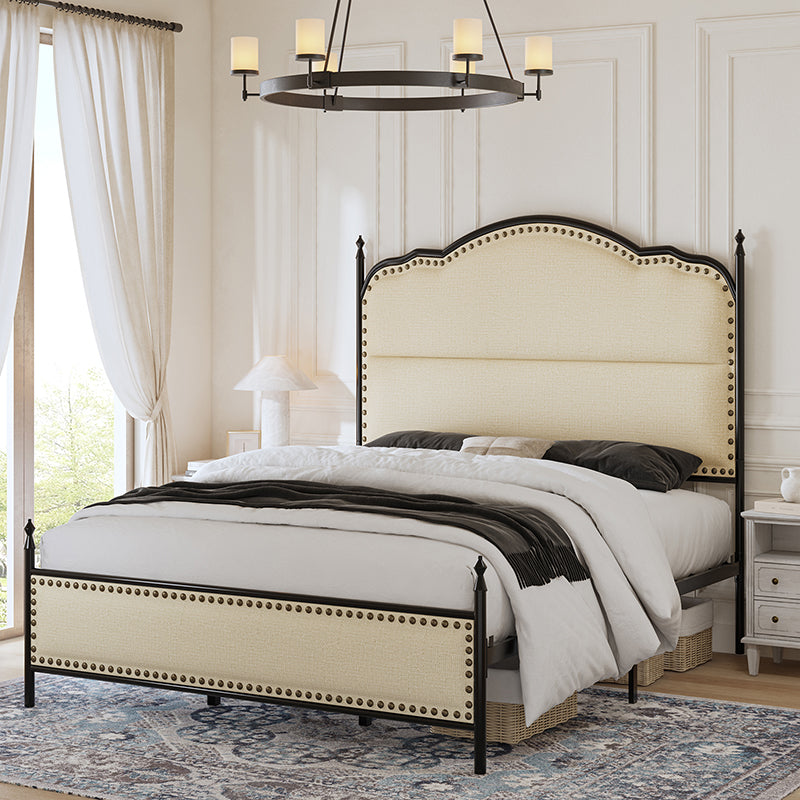 Ernesto 61 Industrial King & Queen Size Platform Bed Frame - Modern Metal & Wood Design for Bedroom, Guest Room, Loft or Studio Apartment