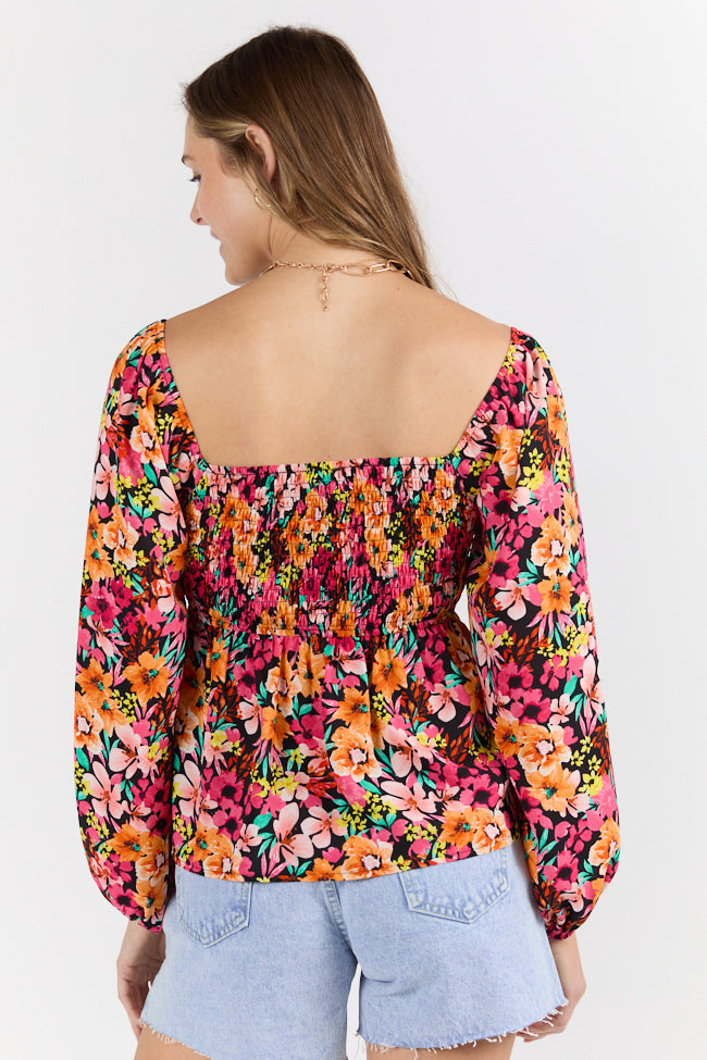 Darling Days Black Floral Print Women's Blouse - Elegant Floral Top for Casual Wear, Office & Date Night Outfits | Trendy Spring Summer Tops for Women