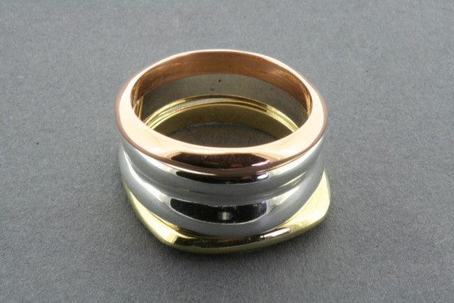 3 Wish Silver, Copper and Brass Stackable Rings Set for Women - Elegant Boho Jewelry for Everyday Wear, Gift Giving and Special Occasions