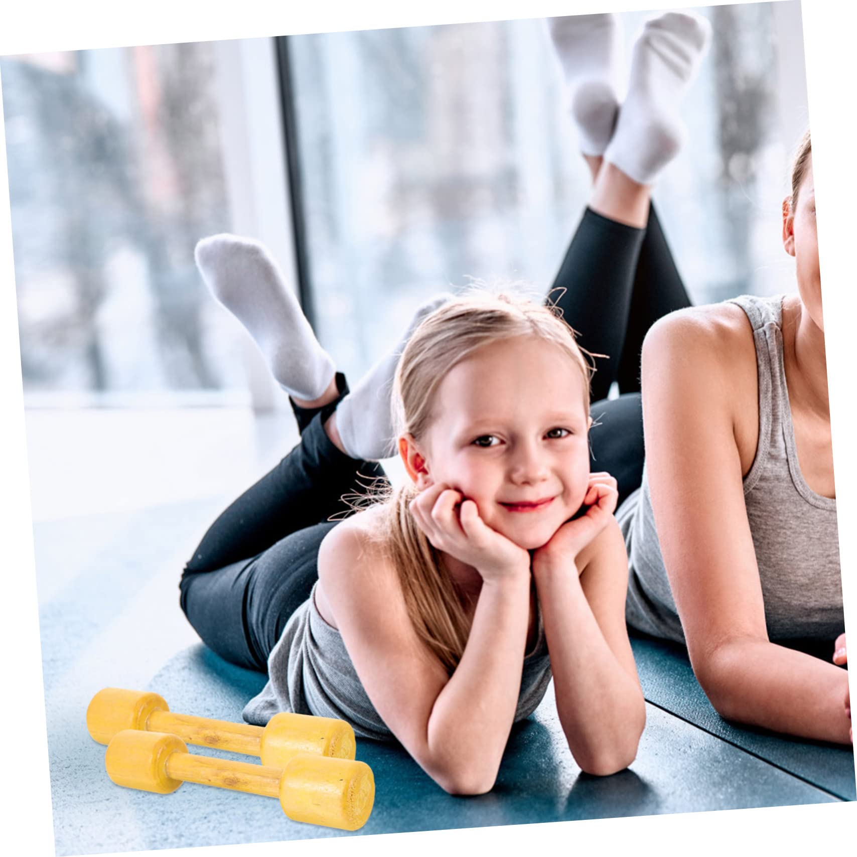 2 Pairs Wooden Dumbbells for Toddlers - Kids Hand Weights Exercise Toys | Early Educational Physical Development Toy for Boys & Girls | Perfect for Home Gym, Preschool Activities & Motor Skills Training