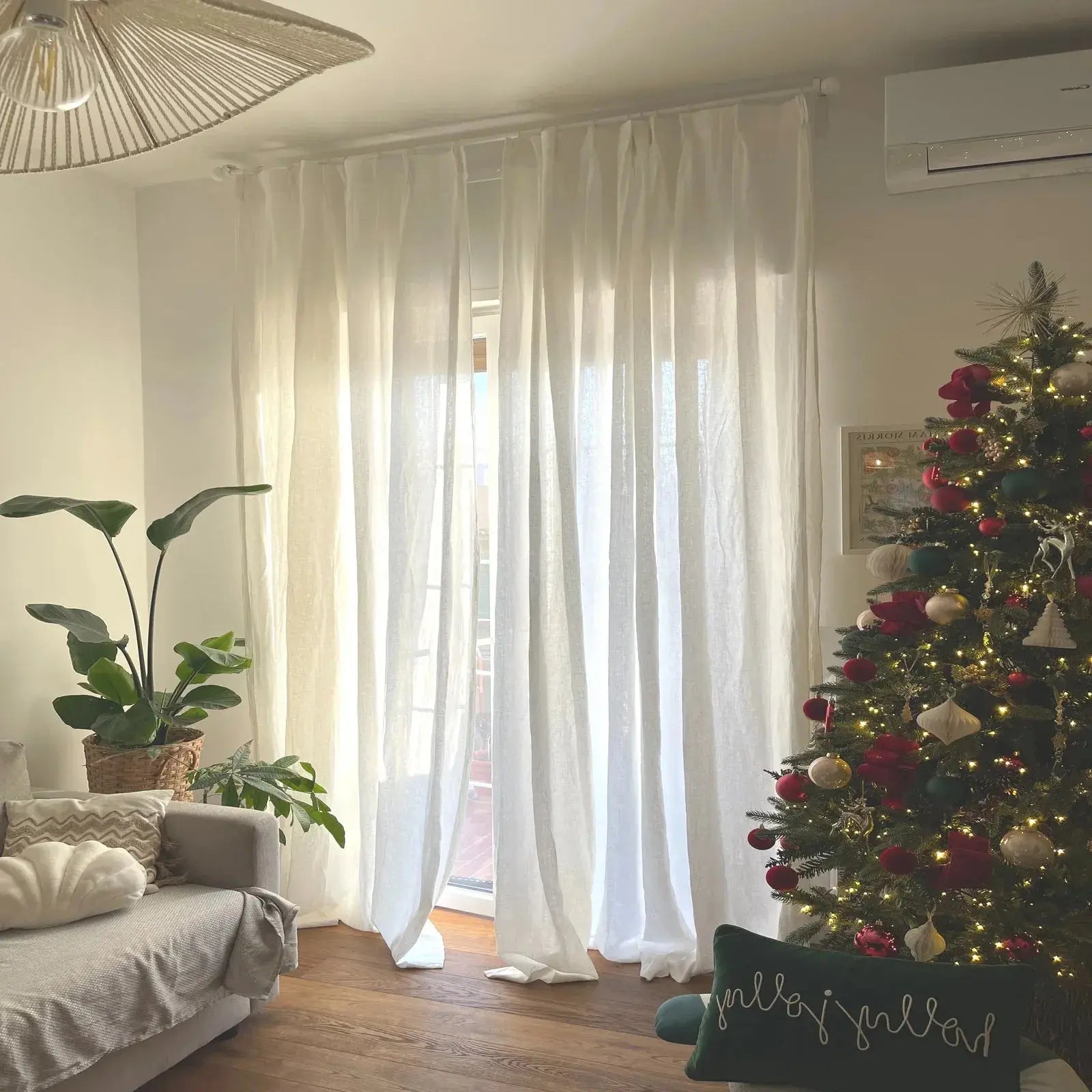 100% Linen Pleated Curtains by Doris - Elegant Window Treatments for Living Room, Bedroom & Dining Room