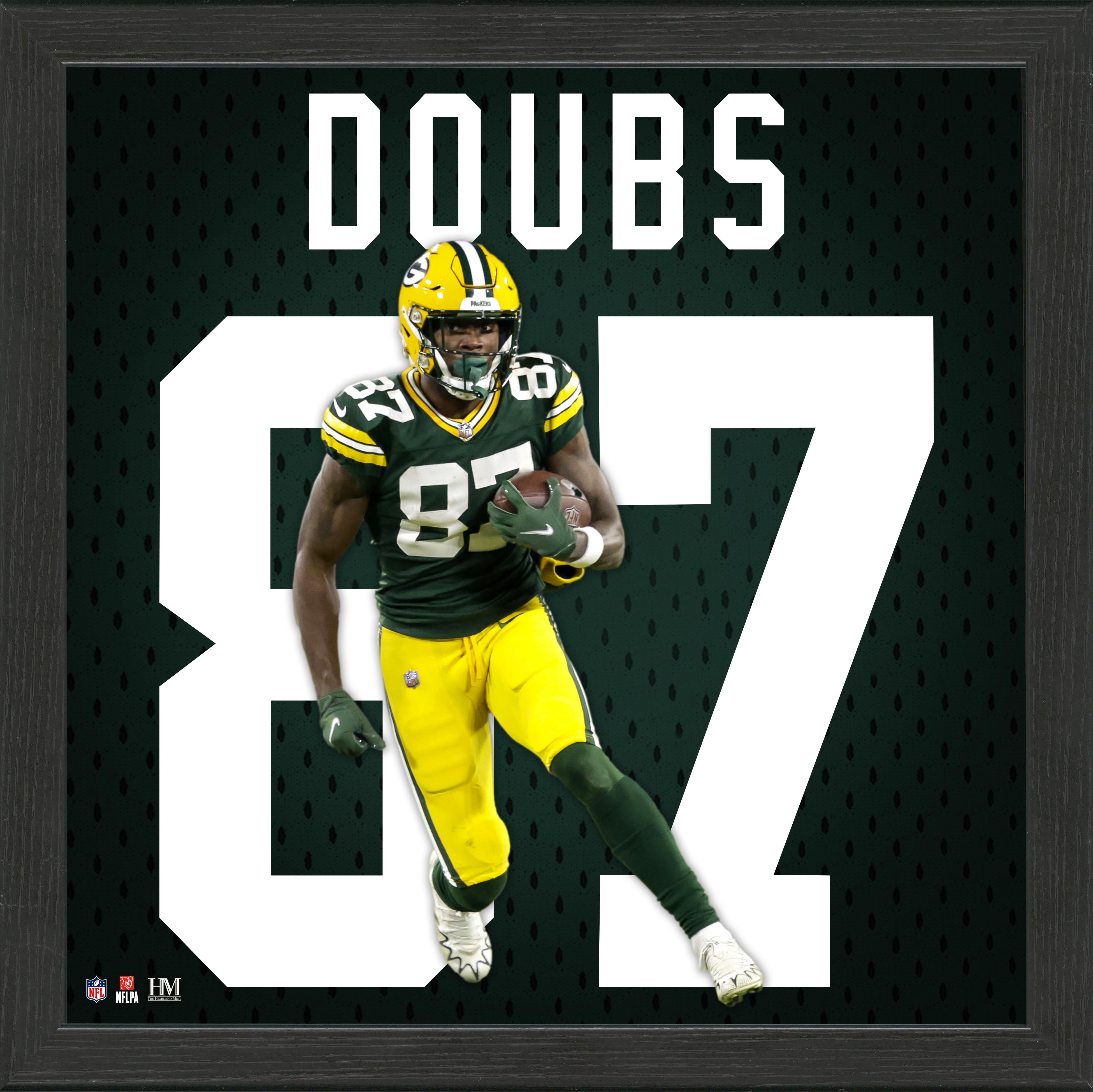 Romeo Doubs Green Bay Packers IMPACT Jersey Frame - Display Case for Football Memorabilia - Perfect for Game Room, Man Cave, or Sports Fan Gift