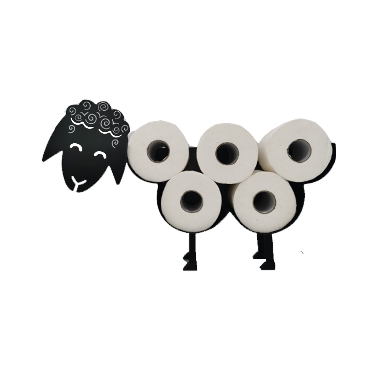 Metal Sheep Toilet Paper Holder - Wall Mount or Stand Roll Paper Towel Rack for 5-7 Rolls, Animal-Themed Bathroom Tissue Storage with Backplate - Perfect for Farmhouse, Rustic, or Kids' Bathroom Decor in Home, Kitchen & Toilet