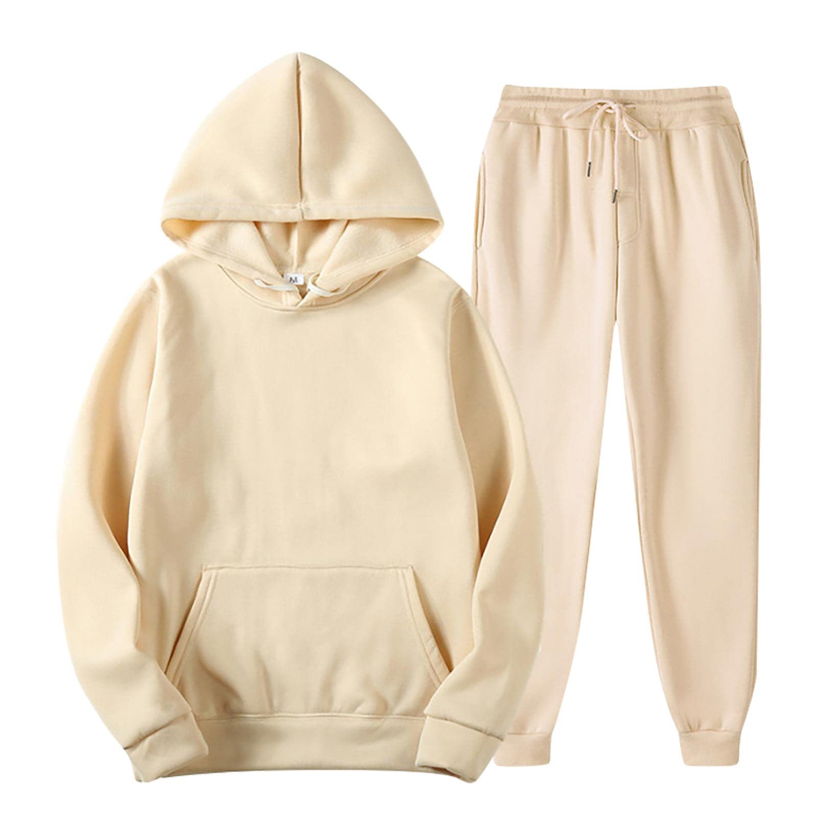 Women's Fleece Hooded Jacket & Printed Plush Lounge Pants Set - Winter Warm Sweater Outfit for Casual Wear, Home Relaxing & Outdoor Activities