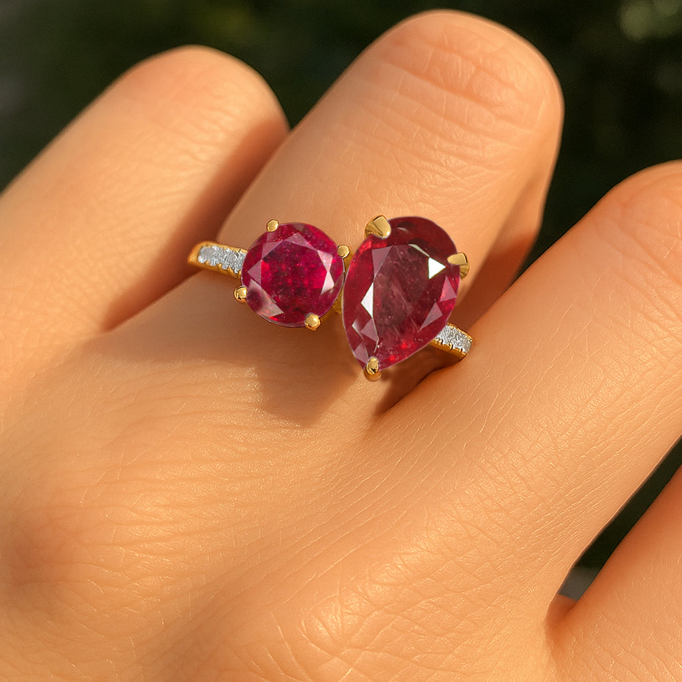 Natural Red Ruby and Diamond Promise Ring for Women - Elegant Sterling Silver Jewelry for Anniversaries, Engagements & Special Occasions