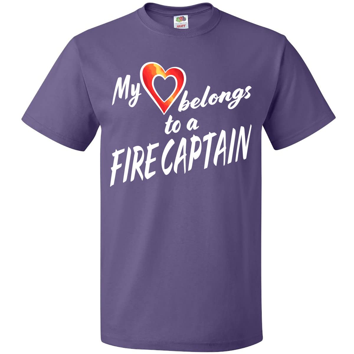 Inktastic My Heart Belongs to a Fire Captain T-Shirt with Red Heart Design - Perfect for Firefighter Appreciation, Gifts & Casual Wear