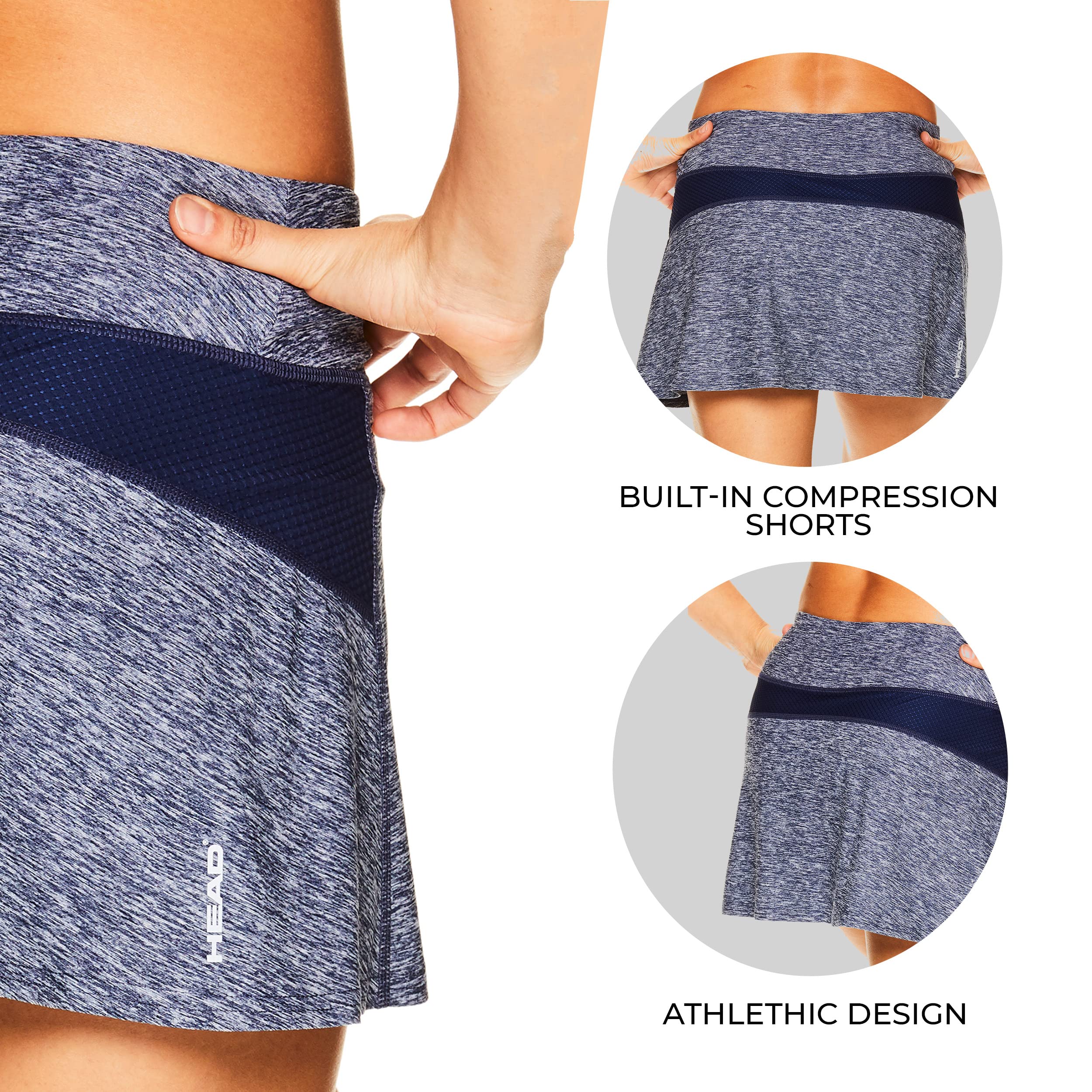 HEAD Women's Performance Tennis Skort - Moisture-Wicking Athletic Skirt for Tennis, Running & Workouts | Gym, Court & Outdoor Training Apparel