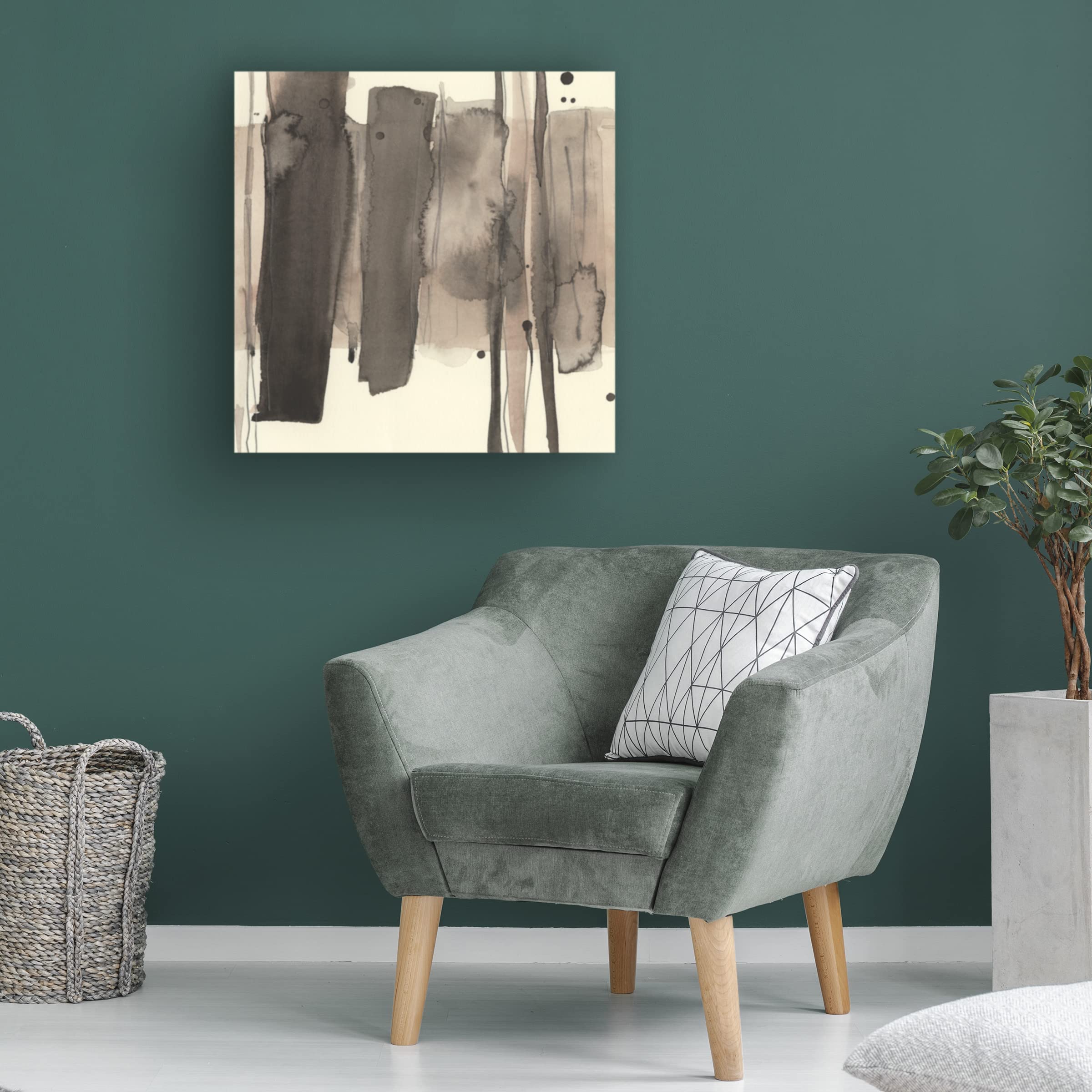 Samuel Dixon 'Wood Piling II' Canvas Wall Art Print - Modern Nature Landscape Painting for Living Room, Bedroom & Office Decor