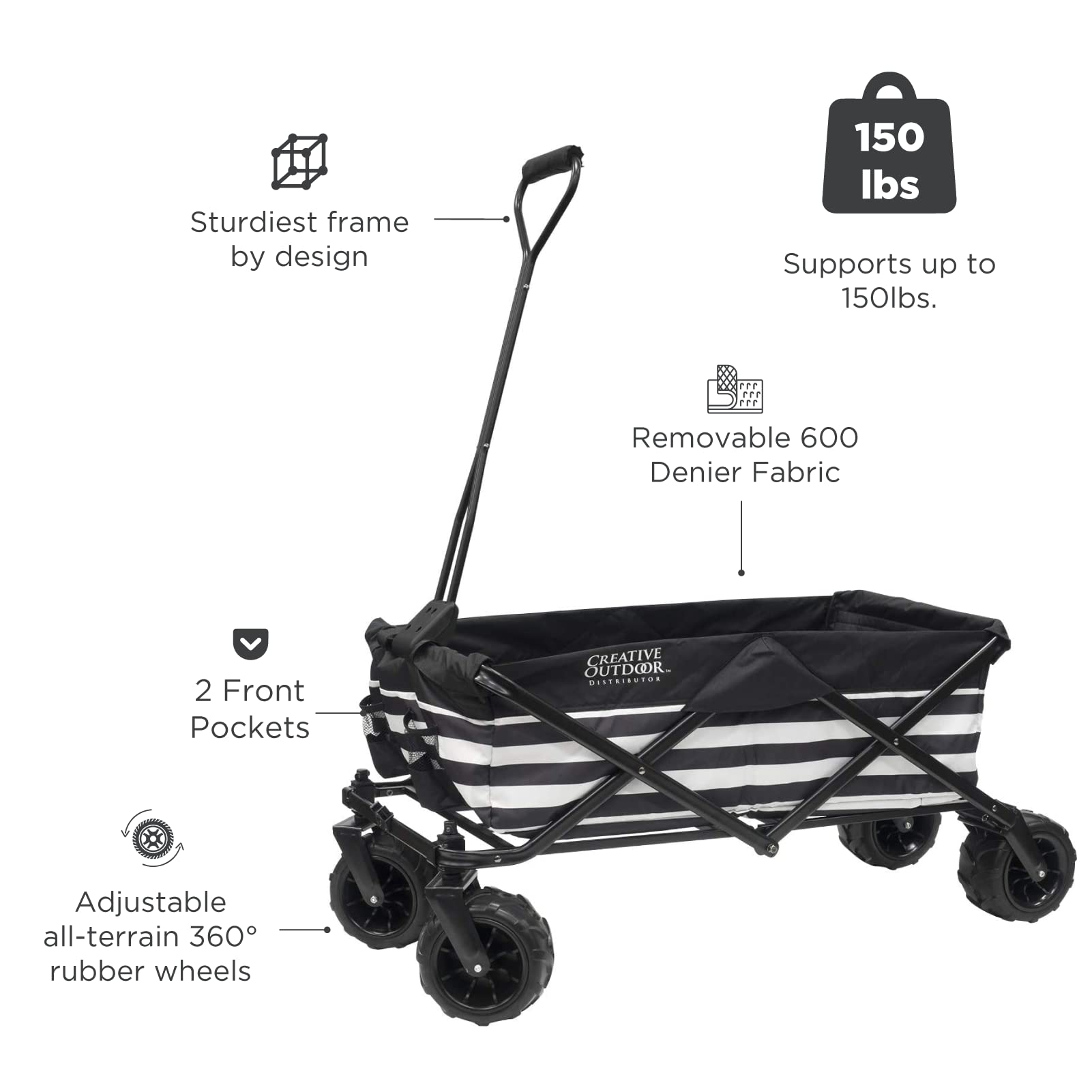 Best Collapsible Outdoor Wagon for Kids - All Terrain Push Pull Stroller & Folding Cart for Beach, Park, Garden, Sports & Camping | Perfect for Family Outings, Picnics and Outdoor Adventures